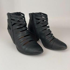 Torrid Caged Black Faux Leather Booties - Size 8.5